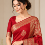 Red Woven South Indian Silk Saree – Red & Gold