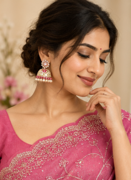 Pink Embroidered Saree