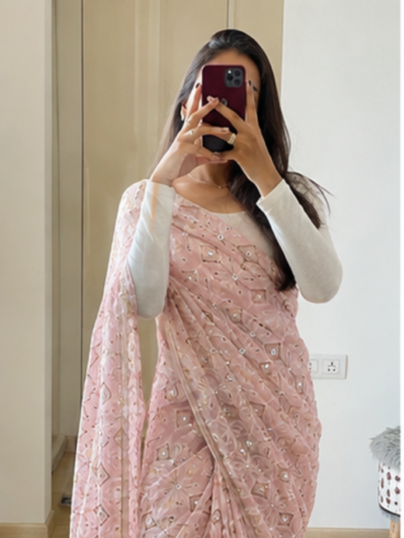 Pastel Pink Jamdani Saree