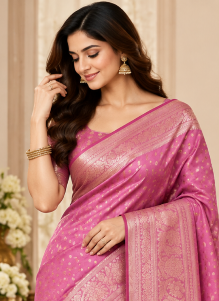 Baby Pink Traditional Saree