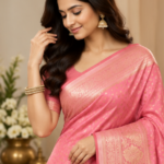 Peach-Pink Designer Saree